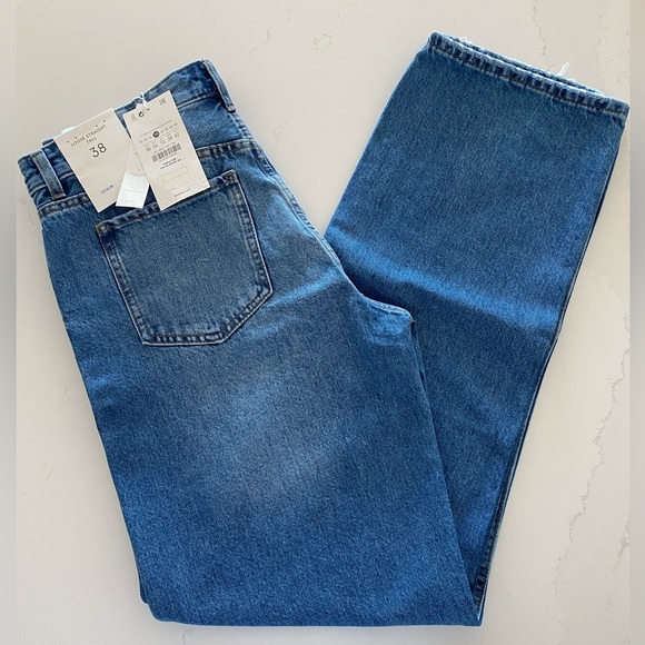 Bershka Tall High Waisted Dad Jeans in Medium Stone Size 6 NWT - Picture 2 of 6